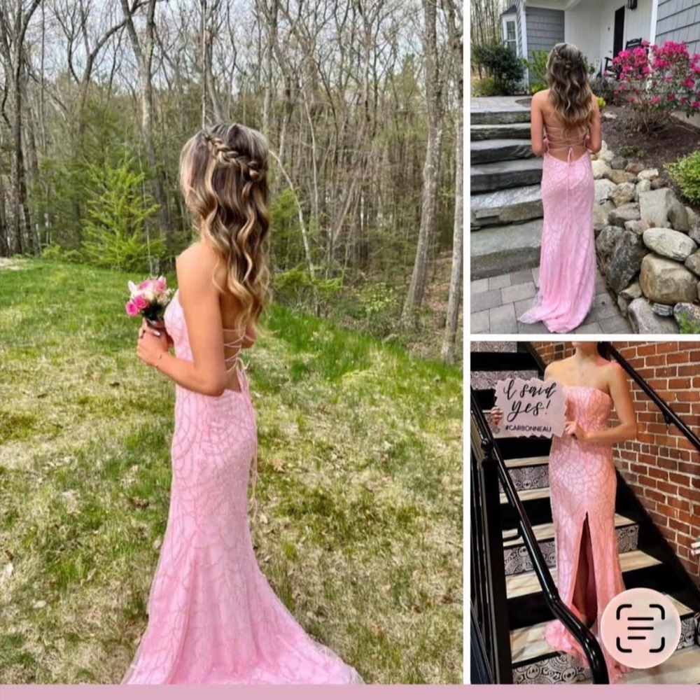 Elegant Pink Lace Gown